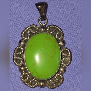 Vintage Taxco Green Turquoise Pendant